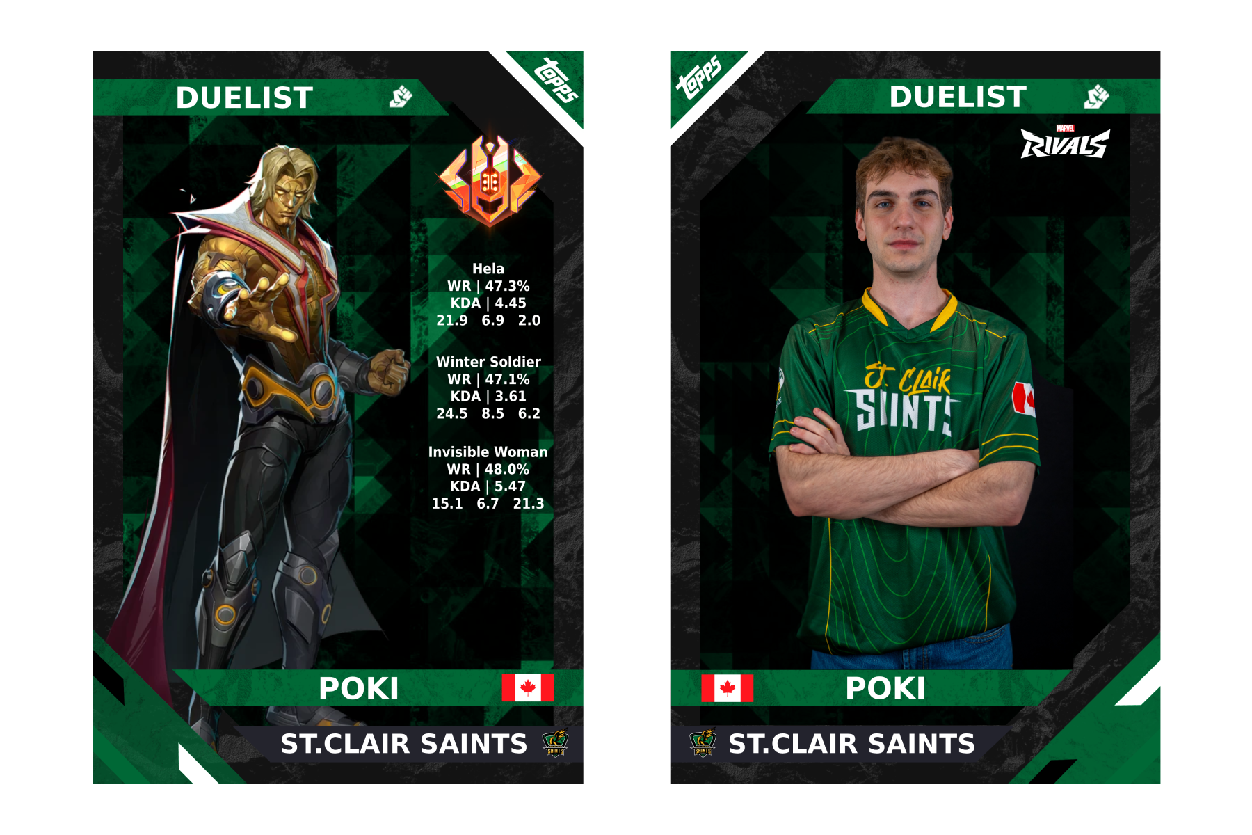 Trading card logo and asset presentation